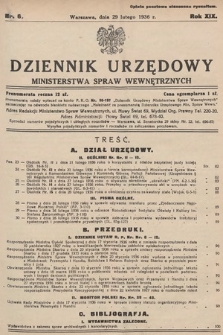 Dziennik Urzędowy Ministerstwa Spraw Wewnętrznych. 1936, nr 6
