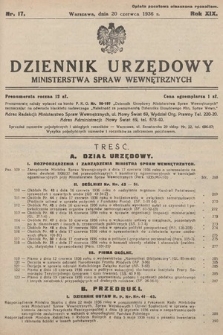 Dziennik Urzędowy Ministerstwa Spraw Wewnętrznych. 1936, nr 17