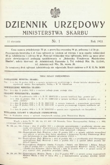 Dziennik Urzędowy Ministerstwa Skarbu. 1933, nr 1