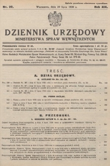 Dziennik Urzędowy Ministerstwa Spraw Wewnętrznych. 1936, nr 20