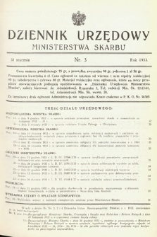 Dziennik Urzędowy Ministerstwa Skarbu. 1933, nr 3