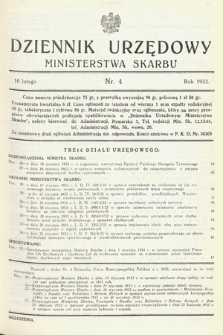 Dziennik Urzędowy Ministerstwa Skarbu. 1933, nr 4