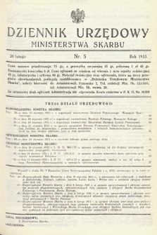 Dziennik Urzędowy Ministerstwa Skarbu. 1933, nr 5