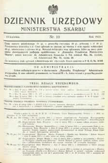 Dziennik Urzędowy Ministerstwa Skarbu. 1933, nr 10