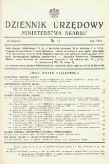 Dziennik Urzędowy Ministerstwa Skarbu. 1933, nr 11