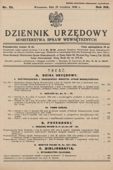 Dziennik Urzędowy Ministerstwa Spraw Wewnętrznych. 1936, nr 26