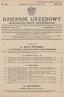 Dziennik Urzędowy Ministerstwa Spraw Wewnętrznych. 1936, nr 27