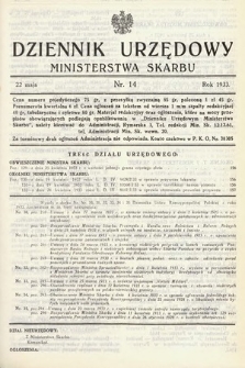 Dziennik Urzędowy Ministerstwa Skarbu. 1933, nr 14