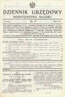 Dziennik Urzędowy Ministerstwa Skarbu. 1933, nr 15