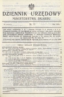Dziennik Urzędowy Ministerstwa Skarbu. 1933, nr 17