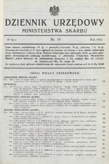 Dziennik Urzędowy Ministerstwa Skarbu. 1933, nr 19