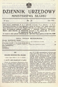 Dziennik Urzędowy Ministerstwa Skarbu. 1933, nr 20