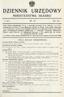 Dziennik Urzędowy Ministerstwa Skarbu. 1933, nr 21