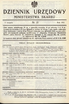 Dziennik Urzędowy Ministerstwa Skarbu. 1933, nr 22