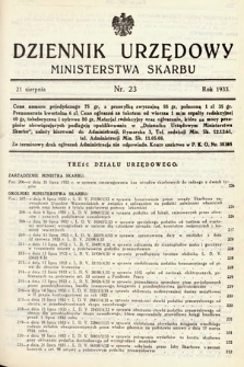 Dziennik Urzędowy Ministerstwa Skarbu. 1933, nr 23