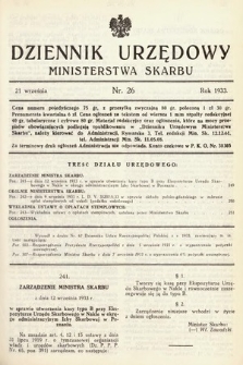 Dziennik Urzędowy Ministerstwa Skarbu. 1933, nr 26