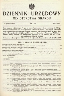 Dziennik Urzędowy Ministerstwa Skarbu. 1933, nr 29