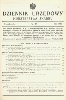 Dziennik Urzędowy Ministerstwa Skarbu. 1933, nr 30