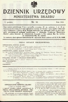 Dziennik Urzędowy Ministerstwa Skarbu. 1933, nr 34