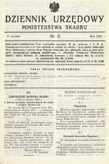 Dziennik Urzędowy Ministerstwa Skarbu. 1933, nr 35
