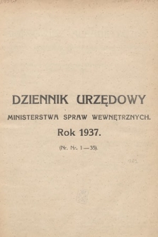 Dziennik Urzędowy Ministerstwa Spraw Wewnętrznych. 1937, skorowidz alfabetyczny