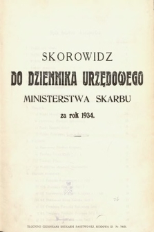Skorowidz do Dziennika Urzędowego Ministerstwa Skarbu. 1934