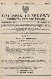 Dziennik Urzędowy Ministerstwa Spraw Wewnętrznych. 1937, nr 3