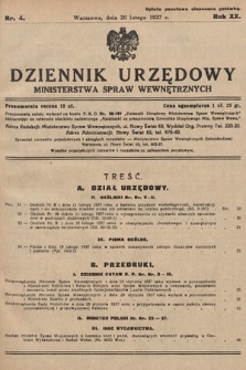 Dziennik Urzędowy Ministerstwa Spraw Wewnętrznych. 1937, nr 4