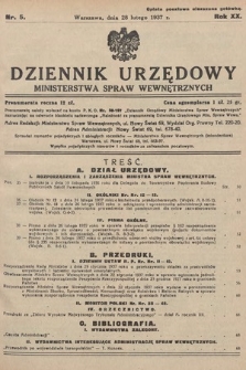 Dziennik Urzędowy Ministerstwa Spraw Wewnętrznych. 1937, nr 5