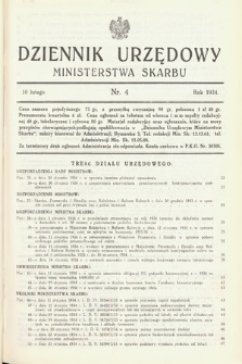 Dziennik Urzędowy Ministerstwa Skarbu. 1934, nr 4