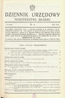 Dziennik Urzędowy Ministerstwa Skarbu. 1934, nr 6