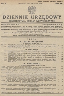 Dziennik Urzędowy Ministerstwa Spraw Wewnętrznych. 1937, nr 7