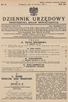 Dziennik Urzędowy Ministerstwa Spraw Wewnętrznych. 1937, nr 9