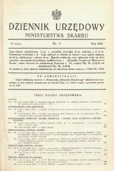 Dziennik Urzędowy Ministerstwa Skarbu. 1934, nr 9