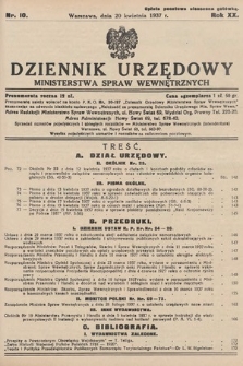 Dziennik Urzędowy Ministerstwa Spraw Wewnętrznych. 1937, nr 10