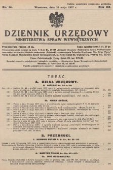 Dziennik Urzędowy Ministerstwa Spraw Wewnętrznych. 1937, nr 14