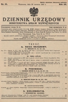 Dziennik Urzędowy Ministerstwa Spraw Wewnętrznych. 1937, nr 16