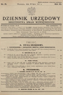 Dziennik Urzędowy Ministerstwa Spraw Wewnętrznych. 1937, nr 19