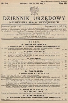 Dziennik Urzędowy Ministerstwa Spraw Wewnętrznych. 1937, nr 20