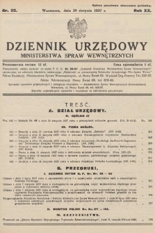 Dziennik Urzędowy Ministerstwa Spraw Wewnętrznych. 1937, nr 22