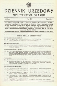 Dziennik Urzędowy Ministerstwa Skarbu. 1934, nr 20