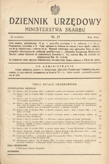 Dziennik Urzędowy Ministerstwa Skarbu. 1934, nr 27