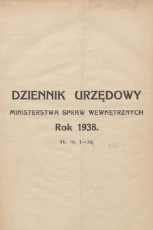 Dziennik Urzędowy Ministerstwa Spraw Wewnętrznych. 1938, skorowidz alfabetyczny