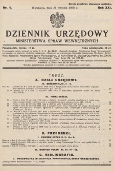 Dziennik Urzędowy Ministerstwa Spraw Wewnętrznych. 1938, nr 4