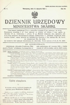 Dziennik Urzędowy Ministerstwa Skarbu. 1929, nr 1