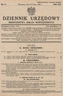 Dziennik Urzędowy Ministerstwa Spraw Wewnętrznych. 1938, nr 5