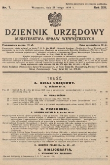 Dziennik Urzędowy Ministerstwa Spraw Wewnętrznych. 1938, nr 7