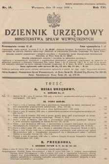 Dziennik Urzędowy Ministerstwa Spraw Wewnętrznych. 1938, nr 14