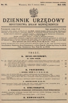 Dziennik Urzędowy Ministerstwa Spraw Wewnętrznych. 1938, nr 16
