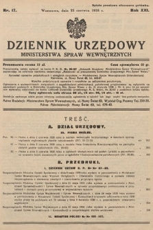 Dziennik Urzędowy Ministerstwa Spraw Wewnętrznych. 1938, nr 17